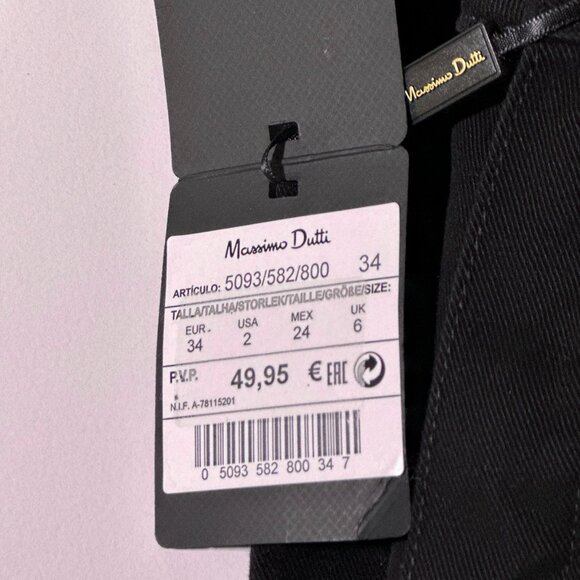 NWT Massimo‎ Duti Black Mid Rise Skinny Zipper Detail Jeans Size EUR 34/US 2 - Picture 11 of 16